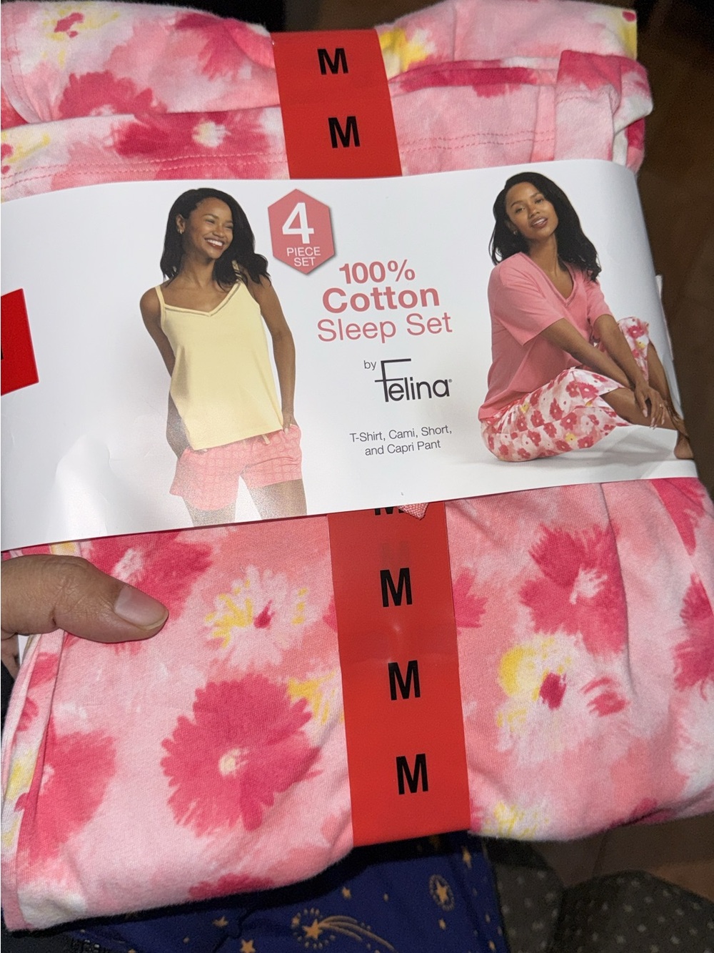 Felina Pink and Yellow Floral 4-Piece Cotton Sleep Set
